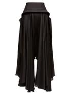 Loewe - Waterfall Satin Wide-leg Trousers - Womens - Black