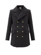 Matchesfashion.com Saint Laurent - Anchor-button Wool-blend Pea Coat - Womens - Black