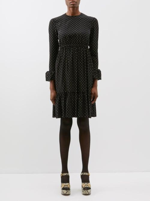 Gucci - Polka-dot Silk Crepe-de-chine Dress - Womens - Black