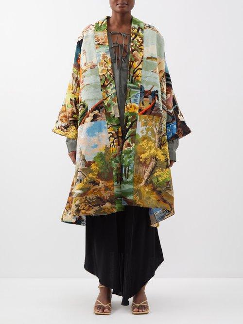 Rianna + Nina - Patchwork Wool And Silk Tapestry Coat - Womens - Multi