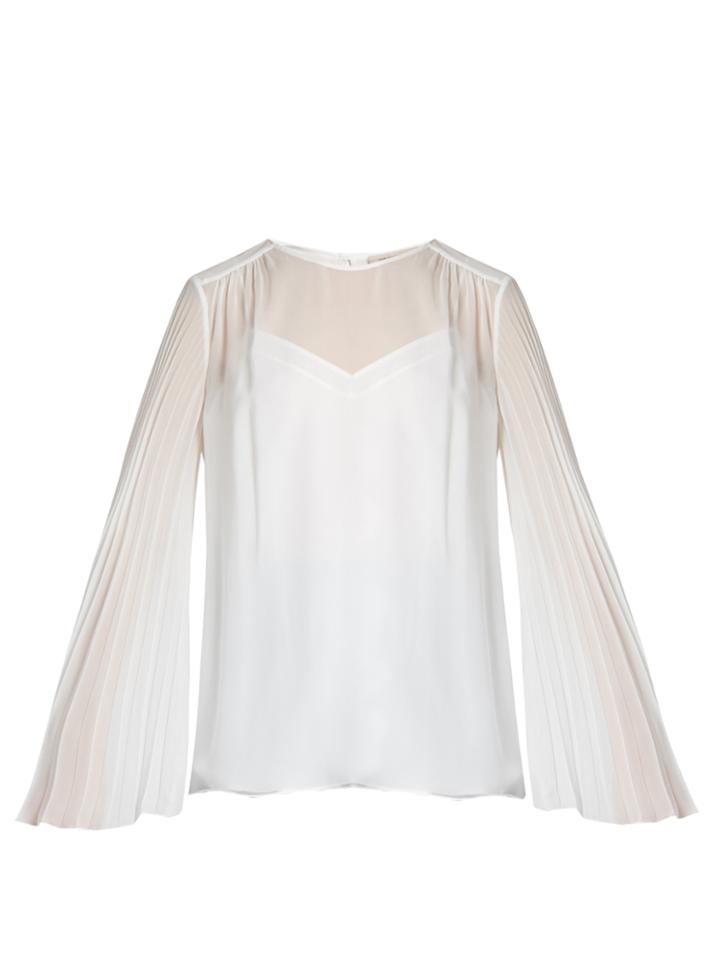 Christopher Kane Pleated-sleeve Silk-georgette Blouse