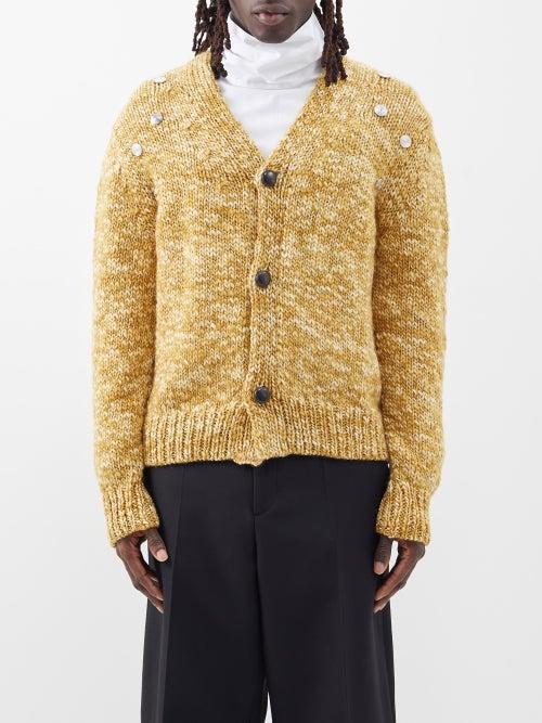 Namacheko - Cyrus Metal-embellished Merino Cardigan - Mens - White Yellow