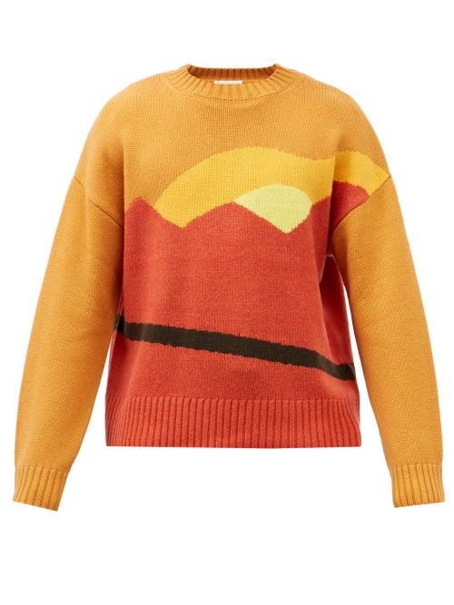 Jw Anderson - Landscape-jacquard Wool-blend Sweater - Mens - Brown
