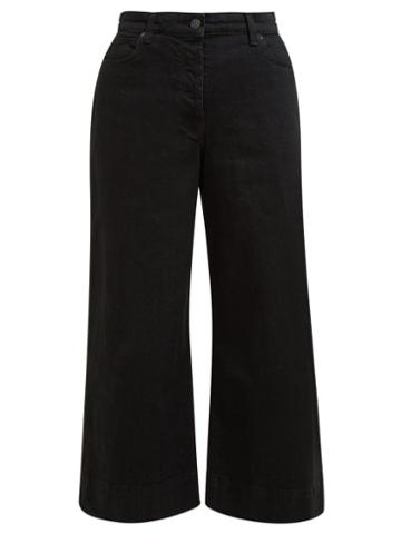 Matchesfashion.com The Row - Edna Wide Leg Cropped Denim Trousers - Womens - Black