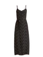 Matchesfashion.com Hvn - Josephine Floral Print Silk Long Dress - Womens - Black Print