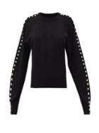 Matchesfashion.com Altuzarra - Thallo Buttoned-sleeve Round-neck Sweater - Womens - Black