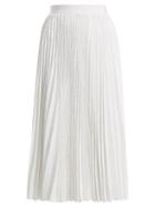 Matchesfashion.com Msgm - Pleated Sequined Skirt - Womens - White