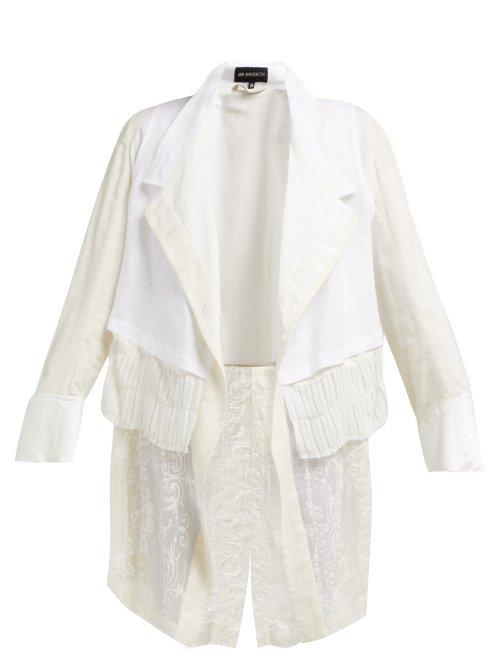 Matchesfashion.com Ann Demeulemeester - Camilo Lace Hem Hemp Jacket - Womens - Ivory