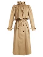 Preen By Thornton Bregazzi Janis Ruffled-neck Cotton Trench Coat