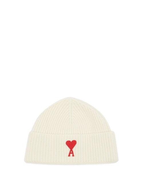 Matchesfashion.com Ami - Ami De Coeur Embroidered Wool Beanie Hat - Mens - White Multi