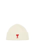 Matchesfashion.com Ami - Ami De Coeur Embroidered Wool Beanie Hat - Mens - White Multi
