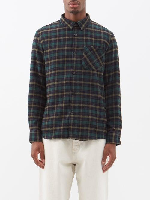 A.p.c. - Trek Patch-pocket Check Cotton-blend Shirt - Mens - Green Multi