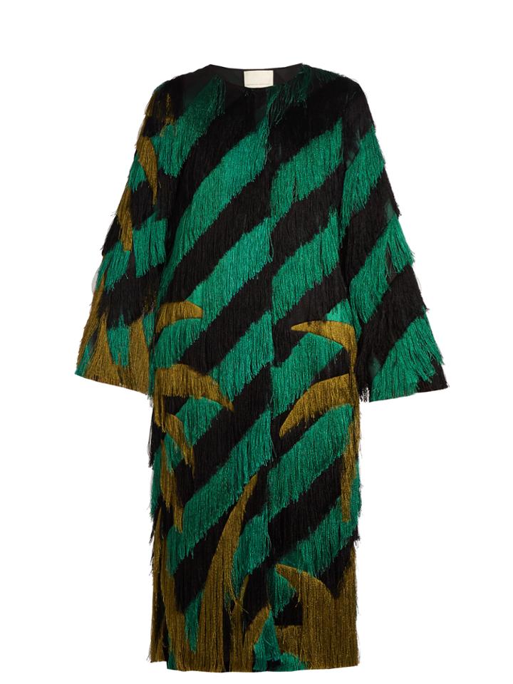 Marco De Vincenzo Palm Tree-fringed Collarless Coat