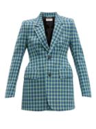 Matchesfashion.com Balenciaga - Hourglass Single Breasted Wool Blazer - Womens - Blue Multi