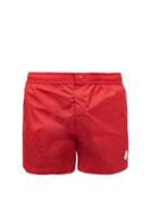 Moncler - Logo-patch Striped Swim Shorts - Mens - Red