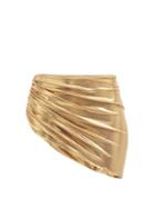 Norma Kamali - Diana Draped Asymmetric Metallic Bikini Briefs - Womens - Gold