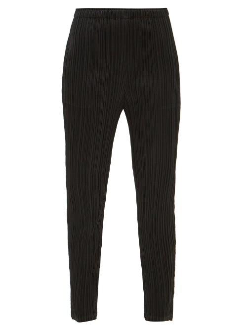 Pleats Please Issey Miyake - Technical-pleated Slim-leg Trousers - Womens - Black