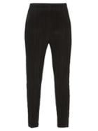 Pleats Please Issey Miyake - Technical-pleated Slim-leg Trousers - Womens - Black