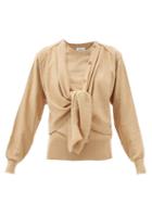 Matchesfashion.com Lemaire - Knot-front Merino Wool-blend Cardigan - Womens - Beige