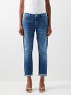 Frame - Le Garcon Cropped Straight-leg Jeans - Womens - Mid Denim