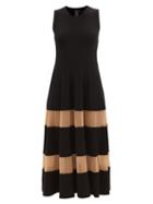 Norma Kamali - Mesh-striped Jersey Midi Dress - Womens - Black