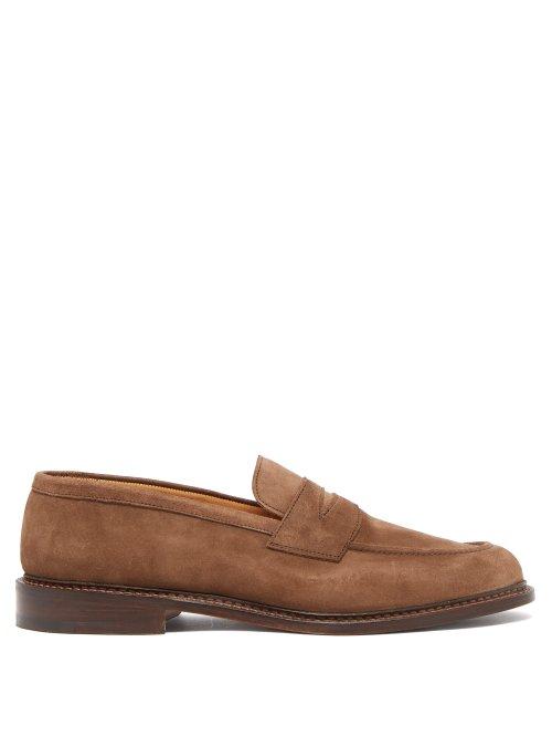 Matchesfashion.com Tricker's - Jason Suede Penny Loafers - Mens - Tan