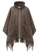 Matchesfashion.com Herno - Hooded Quilted Shell-lined Wool Cape - Womens - Mid Brown