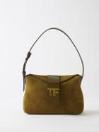 Tom Ford - Mini Logo-plaque Suede Shoulder Bag - Womens - Khaki