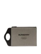 Mens Bags Burberry - Logo-print Leather And Cotton-canvas Pouch - Mens - Dark Grey