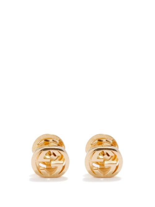 Gucci - Gg-logo 18kt Gold Stud Earrings - Womens - Yellow Gold