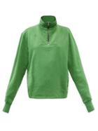 Les Tien - Yacht Brushed-back Cotton Half-zip Sweatshirt - Womens - Green