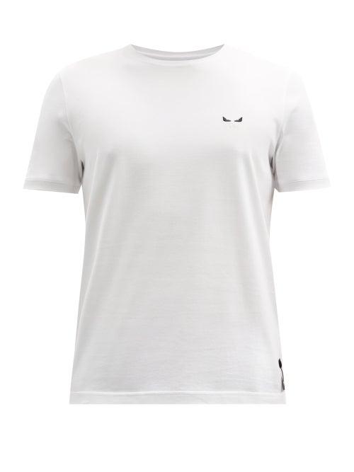 Matchesfashion.com Fendi - I See You Logo-embroidered Cotton-jersey T-shirt - Mens - White