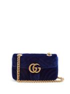 Matchesfashion.com Gucci - Gg Marmont Mini Quilted Velvet Cross Body Bag - Womens - Blue
