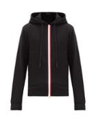 Matchesfashion.com Moncler - Tricolor-stripe Cotton-jersey Hooded Sweatshirt - Mens - Black