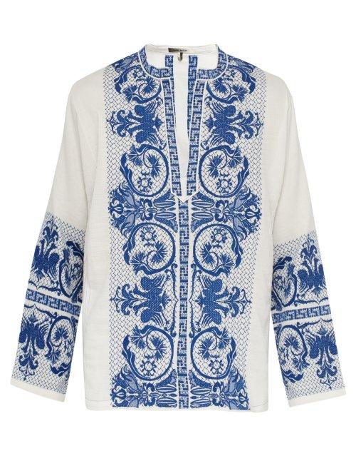 Matchesfashion.com Isabel Marant - Patmos Floral Embroidered Cotton Top - Mens - White