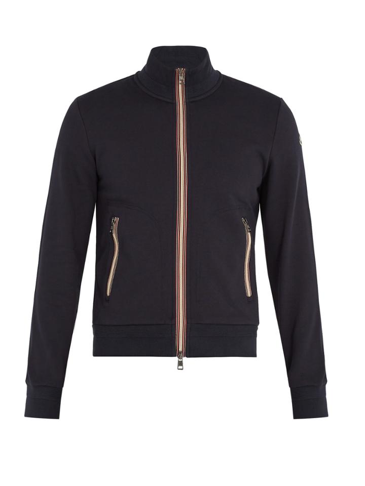 Moncler Striped-trim Zip-through Cotton Sweater