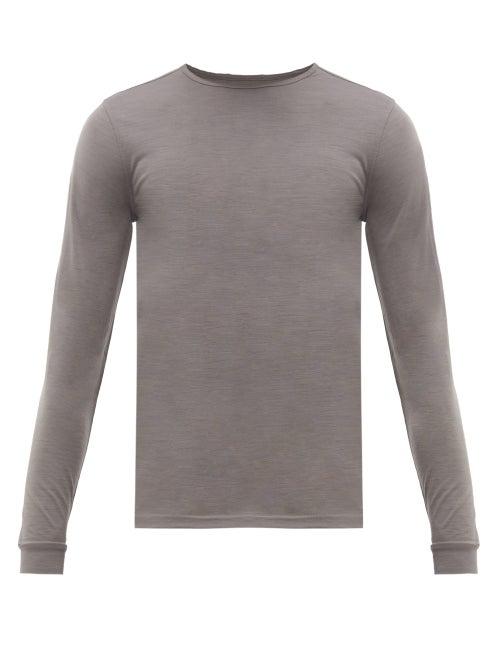 Matchesfashion.com Ashmei - Long Sleeved Wool Blend T Shirt - Mens - Grey