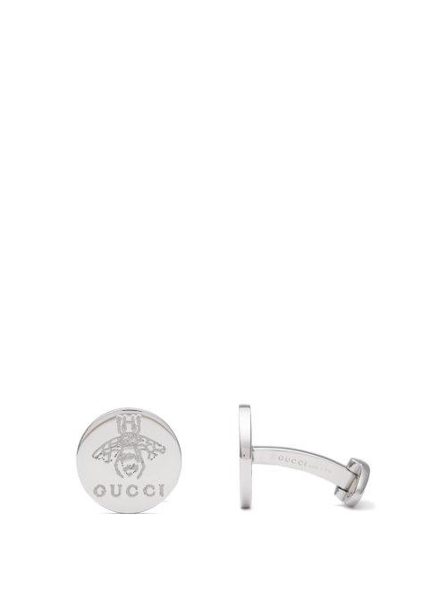 Matchesfashion.com Gucci - Bee Engraved Silver Cufflinks - Mens - Silver