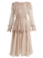 Maria Lucia Hohan Fleur Lace-trimmed Silk-mousseline Dress