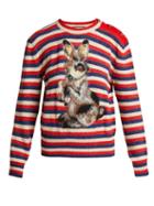 Matchesfashion.com Gucci - Striped Wool And Mohair Blend Rabbit Sweater - Womens - Blue Multi