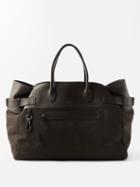 The Row - Margaux 17 Inside Out Leather And Shell Tote Bag - Womens - Dark Brown