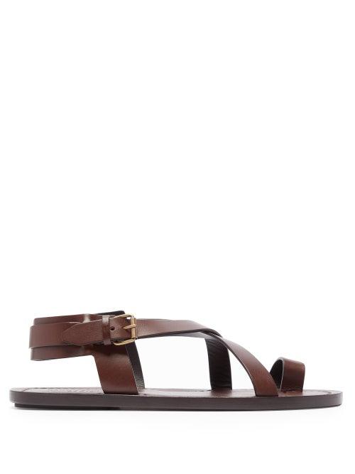 Matchesfashion.com Saint Laurent - Nu Pieds Leather Sandals - Mens - Brown