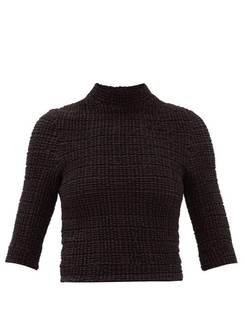 Matchesfashion.com Cecilie Bahnsen - Evelin Shirred Cotton-blend Top - Womens - Black