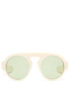 Matchesfashion.com Gucci - Round Frame Web Striped Acetate Sunglasses - Womens - White