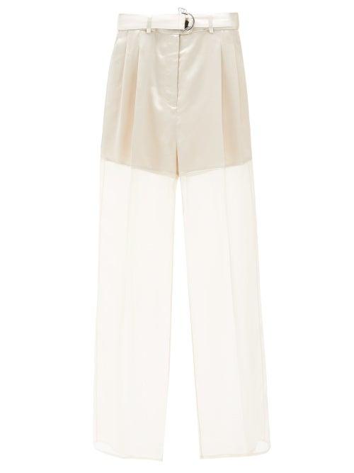 Peter Do - Satin And Chiffon Wide-leg Trousers - Womens - Ivory