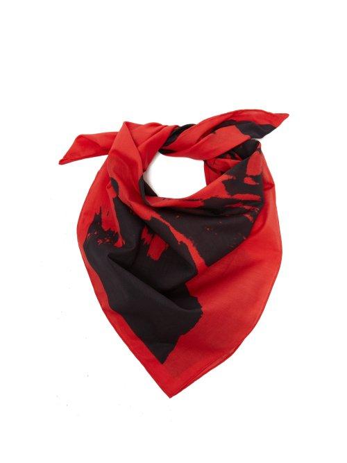 Matchesfashion.com Calvin Klein 205w39nyc - Stephen Sprouse Print Cotton Bandana Scarf - Womens - Red