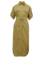 Matchesfashion.com Zimmermann - Super Eight Belted Linen Midi Dress - Womens - Khaki