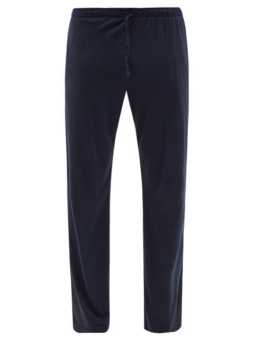 Sunspel - Drawstring-waist Cotton-blend Pyjama Trousers - Mens - Navy