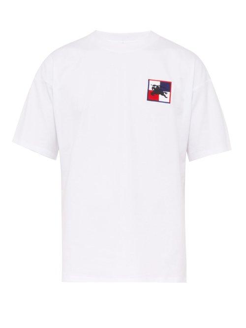 Matchesfashion.com Burberry - Box Crest Embroidered Cotton T Shirt - Mens - White