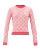 Ladies Rtw Gucci - Gg-jacquard Wool-blend Sweater - Womens - Pink White
